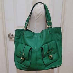 Lauren Ralph Lauren Esmerald Green Soft Leather Tote Bag